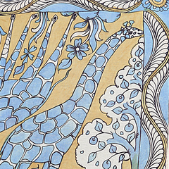 Azure Savannah Giraffe - Limited Hand Painted Cotton Bandana