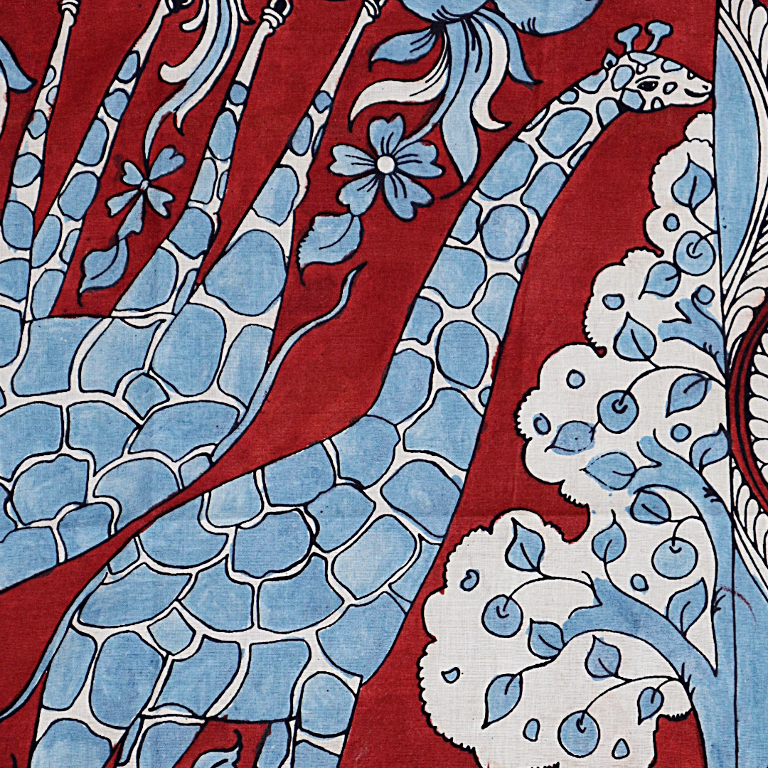 Crimson Harmony Giraffe -Limited Hand Painted Cotton Bandana