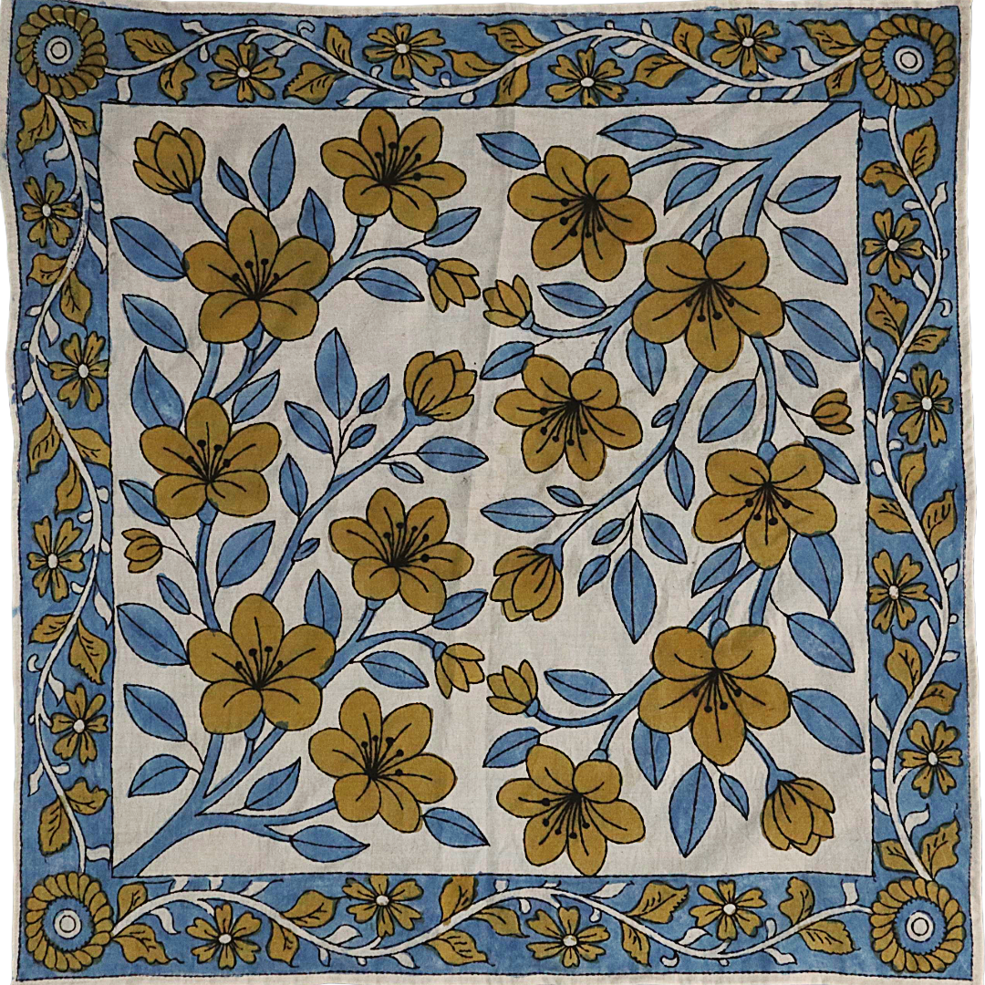 Mustard Bloom Cascade - Limited Hand Painted Cotton Bandana