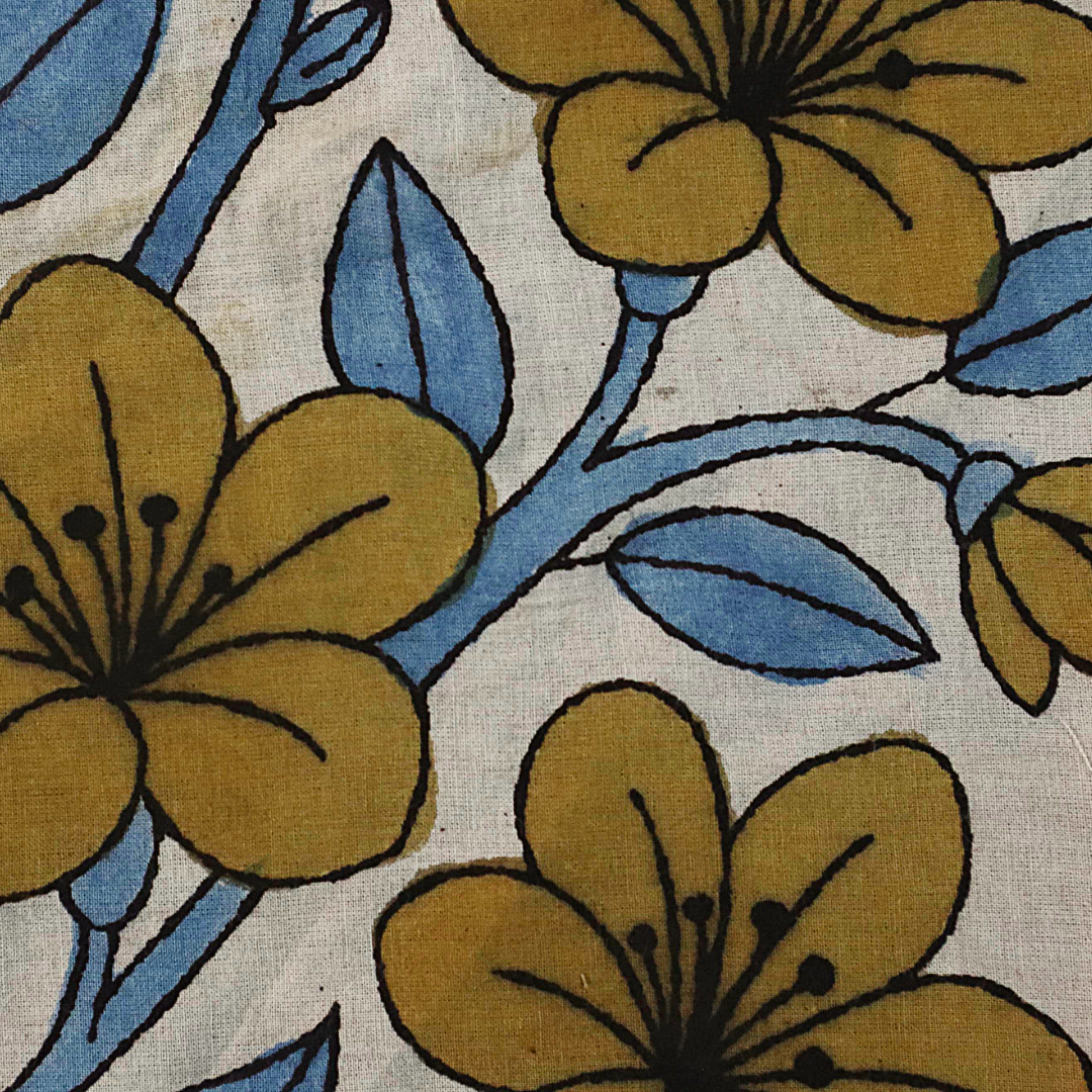 Mustard Bloom Cascade - Limited Hand Painted Cotton Bandana