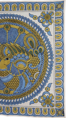 Peacock Medallion Blue - Limited Hand Painted Cotton Bandana