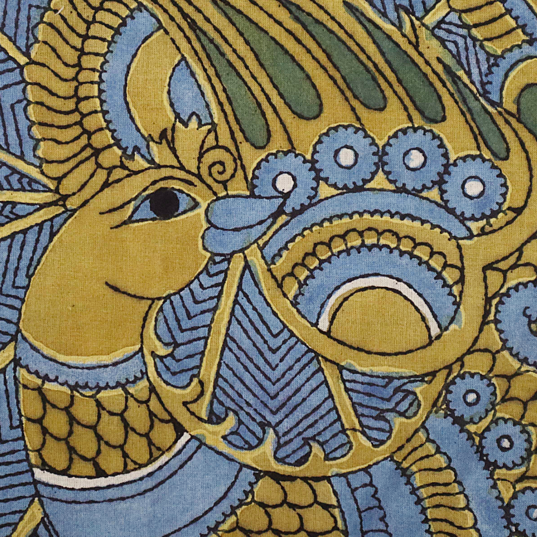 Peacock Medallion Blue - Limited Hand Painted Cotton Bandana