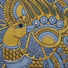 Peacock Medallion Blue - Limited Hand Painted Cotton Bandana