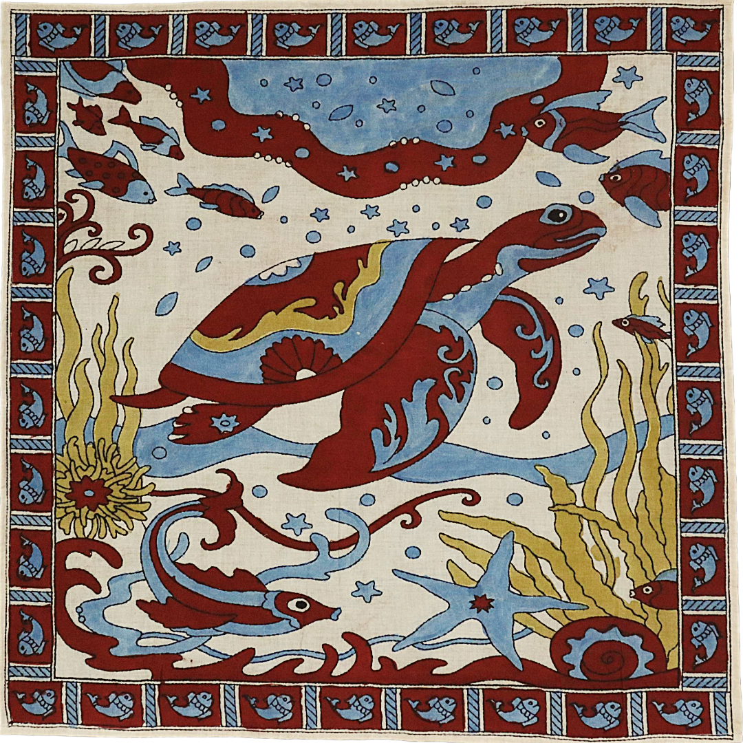 Crimson Ocean Guardian - Limited Hand Painted Cotton Bandana