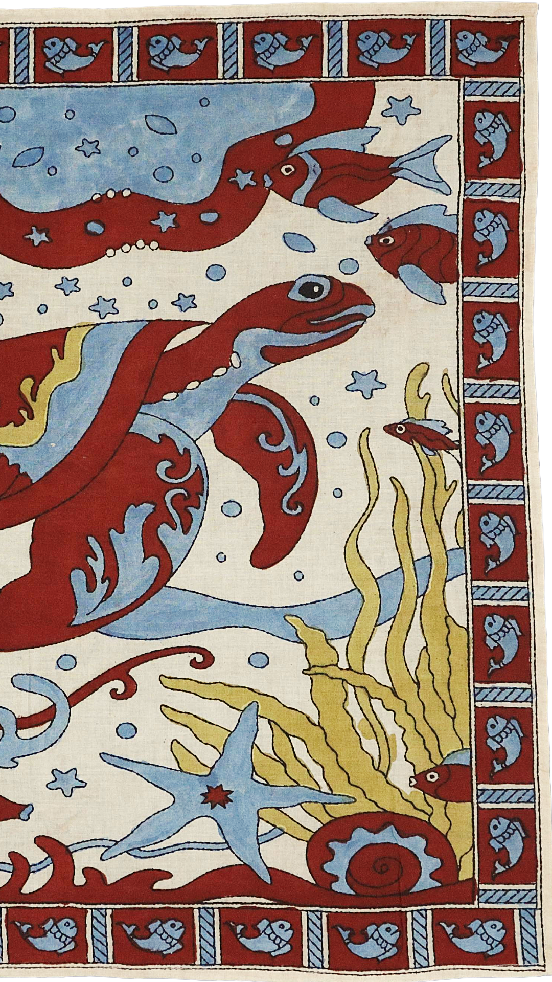 Crimson Ocean Guardian - Limited Hand Painted Cotton Bandana