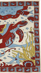 Crimson Ocean Guardian - Limited Hand Painted Cotton Bandana
