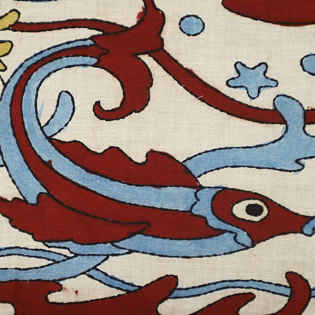 Crimson Ocean Guardian - Limited Hand Painted Cotton Bandana