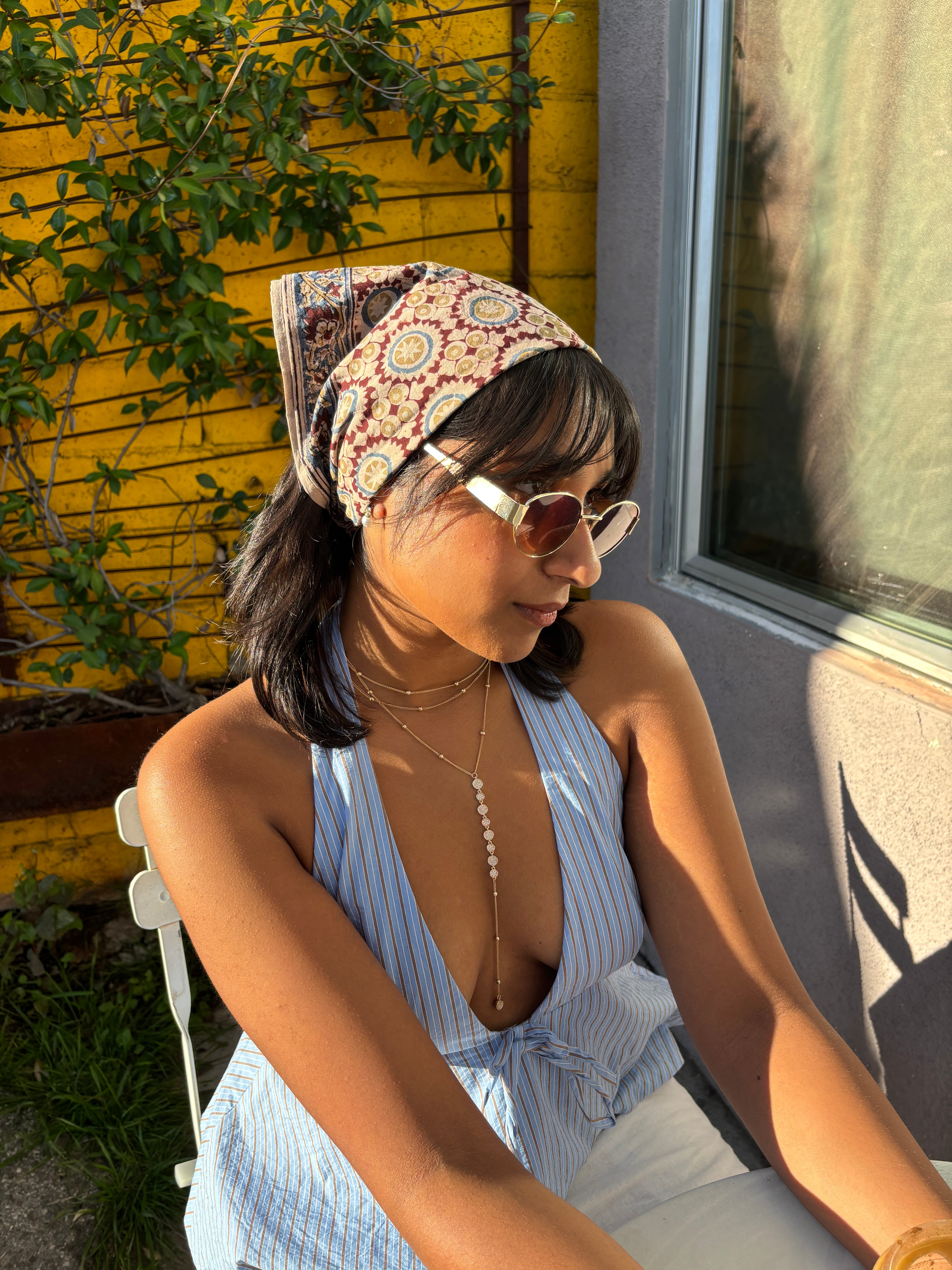 Bundled Moonlight - Kalamkari Cotton Bandana