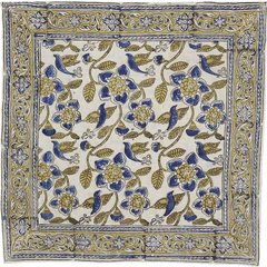 Royal Blue Aviary - Kalamkari Cotton Bandana (KK1516)