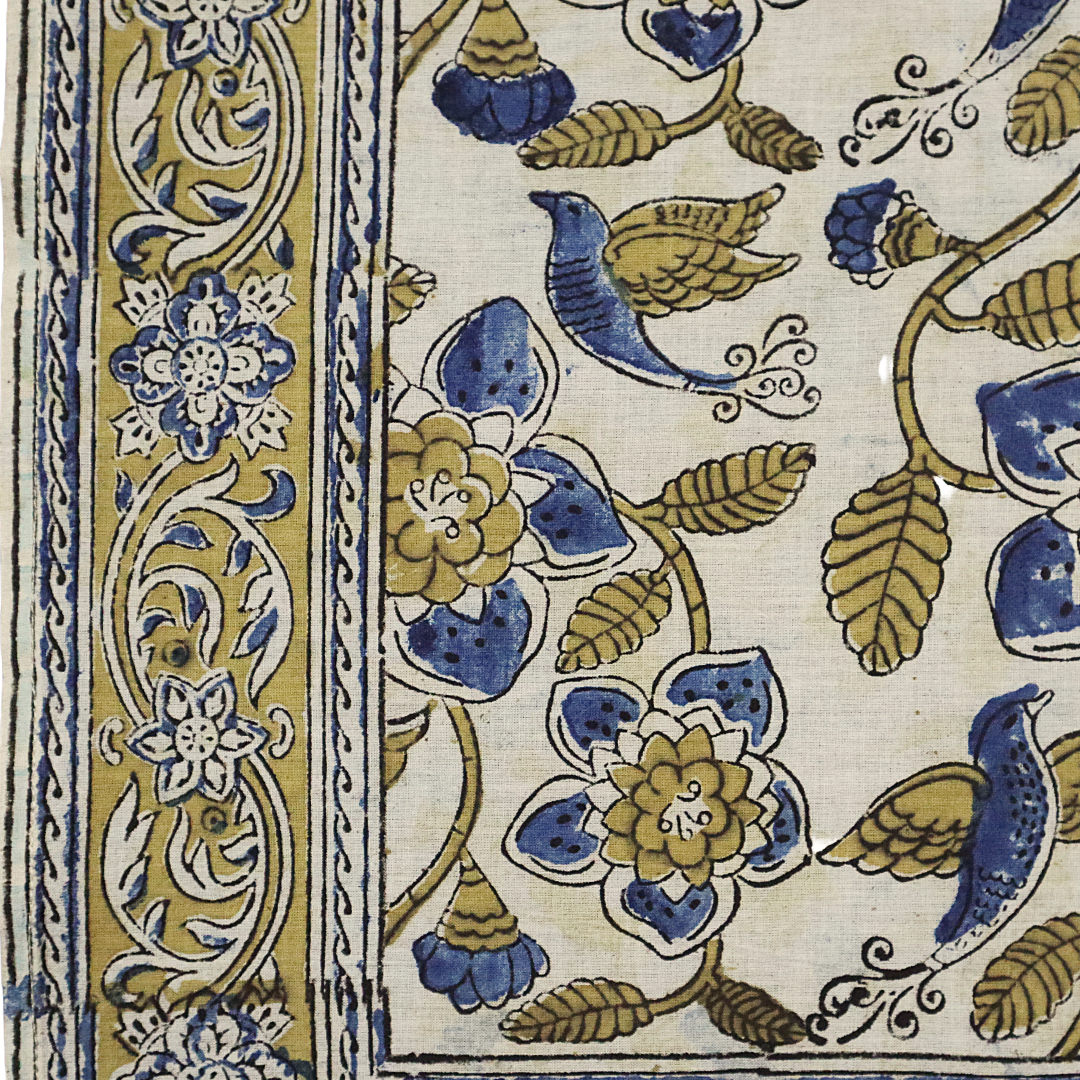Royal Blue Aviary - Kalamkari Cotton Bandana (KK1516)
