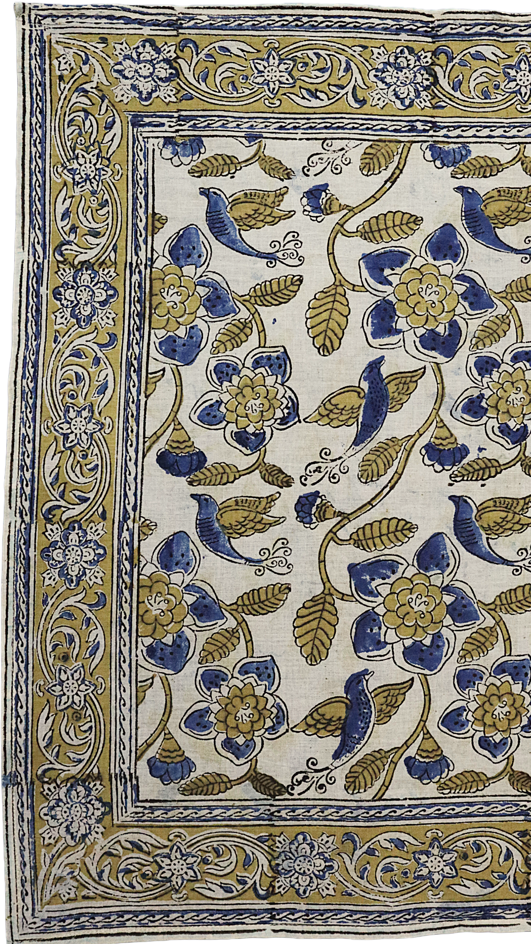 Royal Blue Aviary - Kalamkari Cotton Bandana (KK1516)