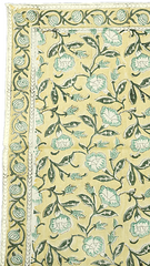 Lemon Sage Bloom - Hand Block Printed Cotton Bandana