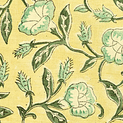 Lemon Sage Bloom - Hand Block Printed Cotton Bandana