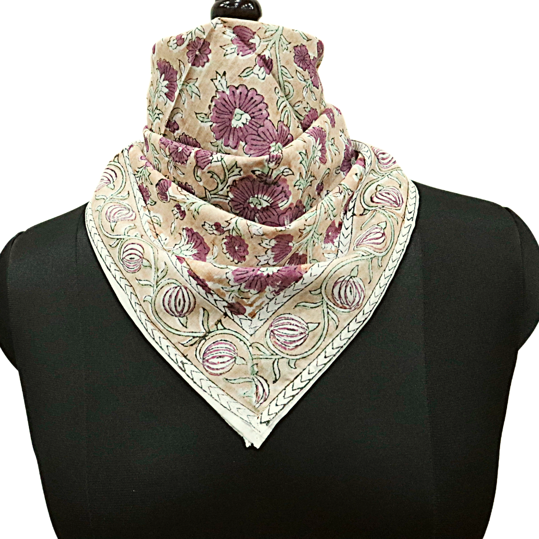 Gulbahar - Hand Block Printed Cotton Bandana