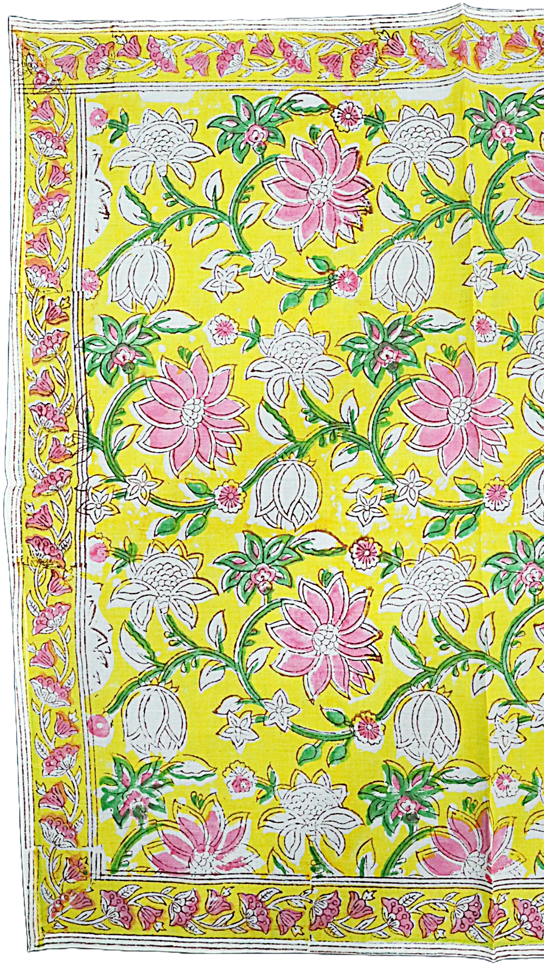 Sunlit Lotus - Hand Block Printed Cotton Bandana