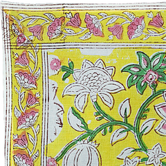 Sunlit Lotus - Hand Block Printed Cotton Bandana