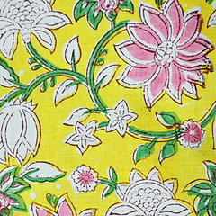 Sunlit Lotus - Hand Block Printed Cotton Bandana