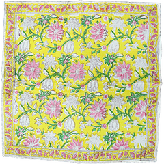 Sunlit Lotus - Hand Block Printed Cotton Bandana