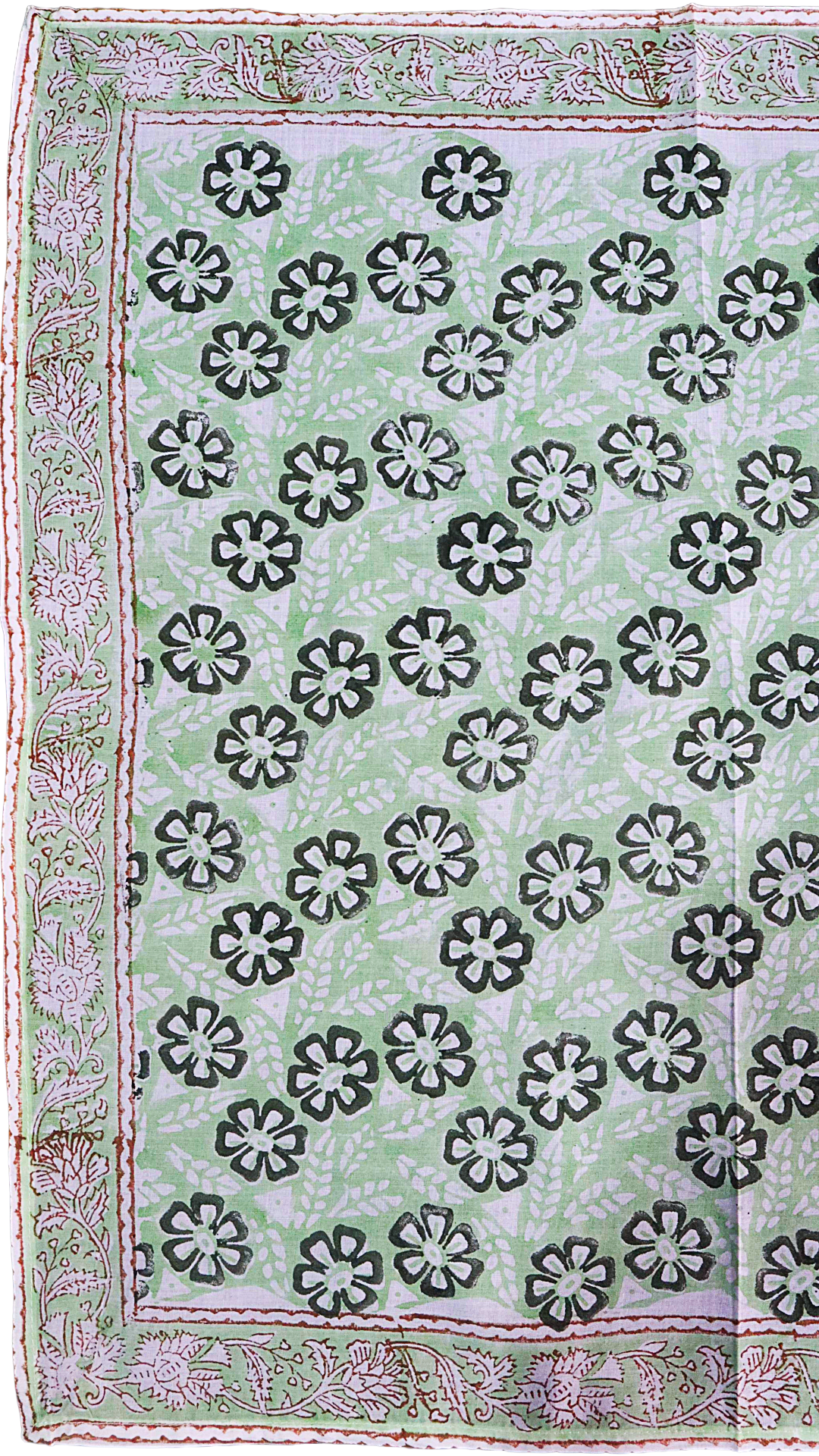 Mint Garden Bloom - Block Printed Cotton Bandana (KK1541)