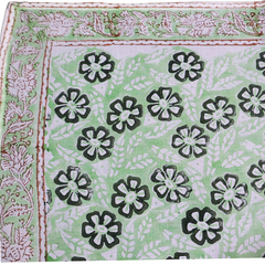 Mint Garden Bloom - Block Printed Cotton Bandana (KK1541)