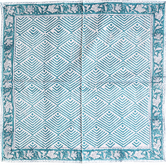 Teal Horizon Geo - Block Printed Cotton Bandana (KK1546)