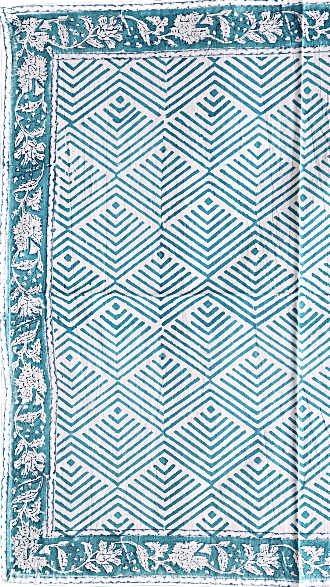Teal Horizon Geo - Block Printed Cotton Bandana (KK1546)