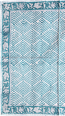 Teal Horizon Geo - Block Printed Cotton Bandana (KK1546)