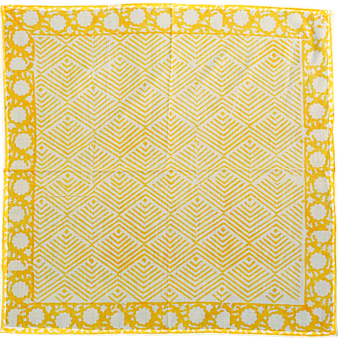 Golden Horizon Geo - Block Printed Cotton Bandana (KK1549)