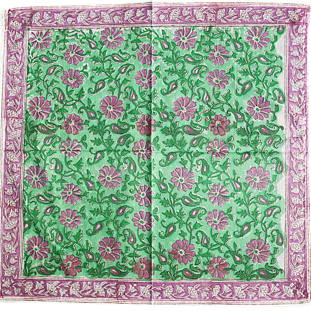 Orchid Meadow Vine - Block Printed Cotton Bandana (KK1559)
