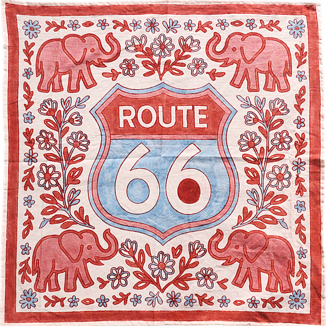 Route 66 - Hand Painted Cotton Bandana