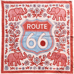 Route 66 - Hand Painted Cotton Bandana