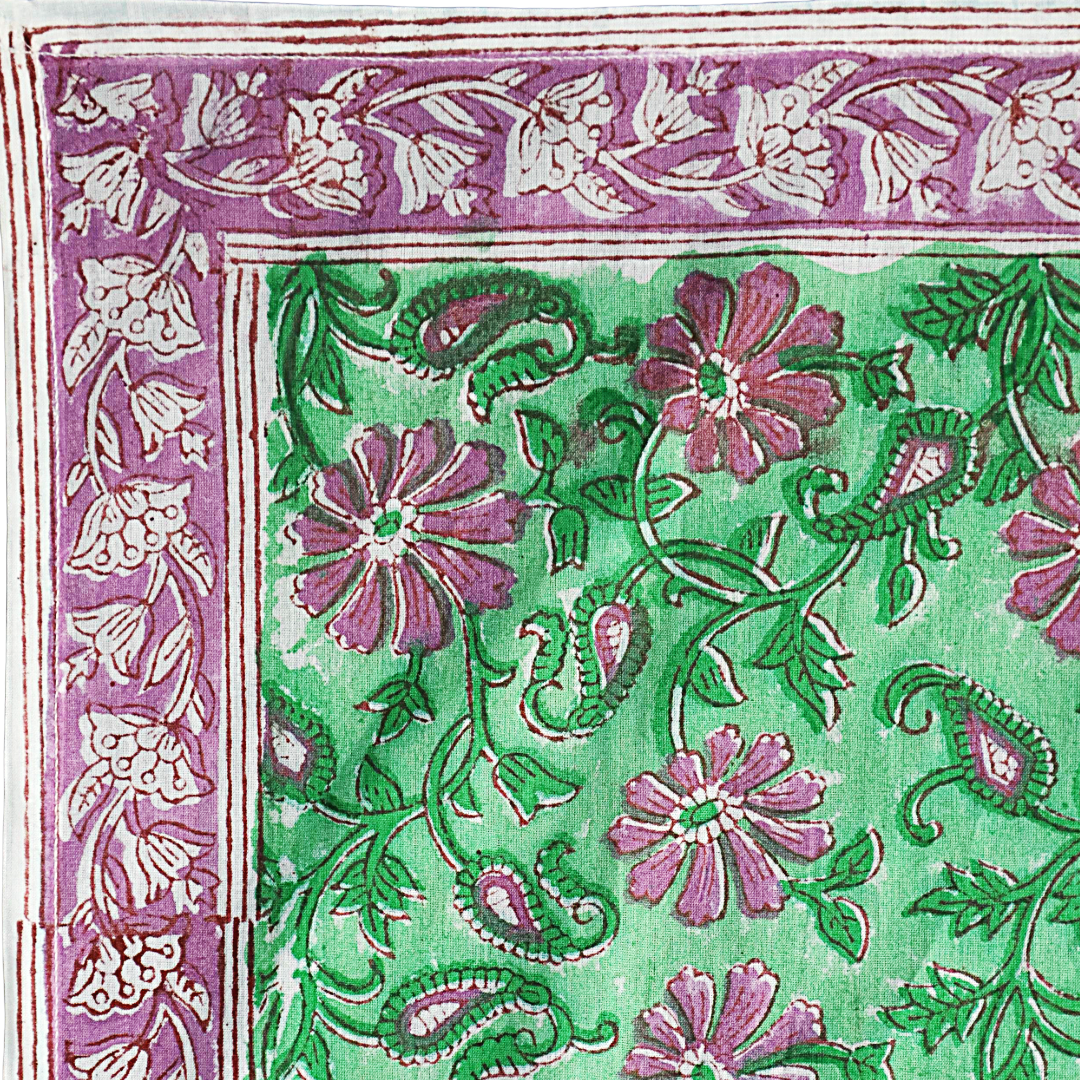 Orchid Meadow Vine - Block Printed Cotton Bandana (KK1559)