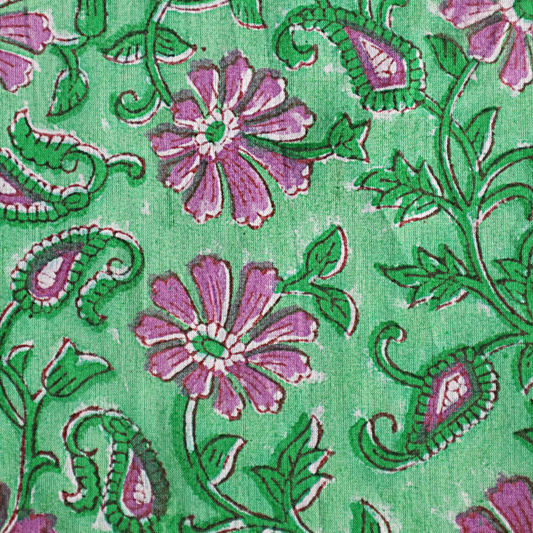 Orchid Meadow Vine - Block Printed Cotton Bandana (KK1559)