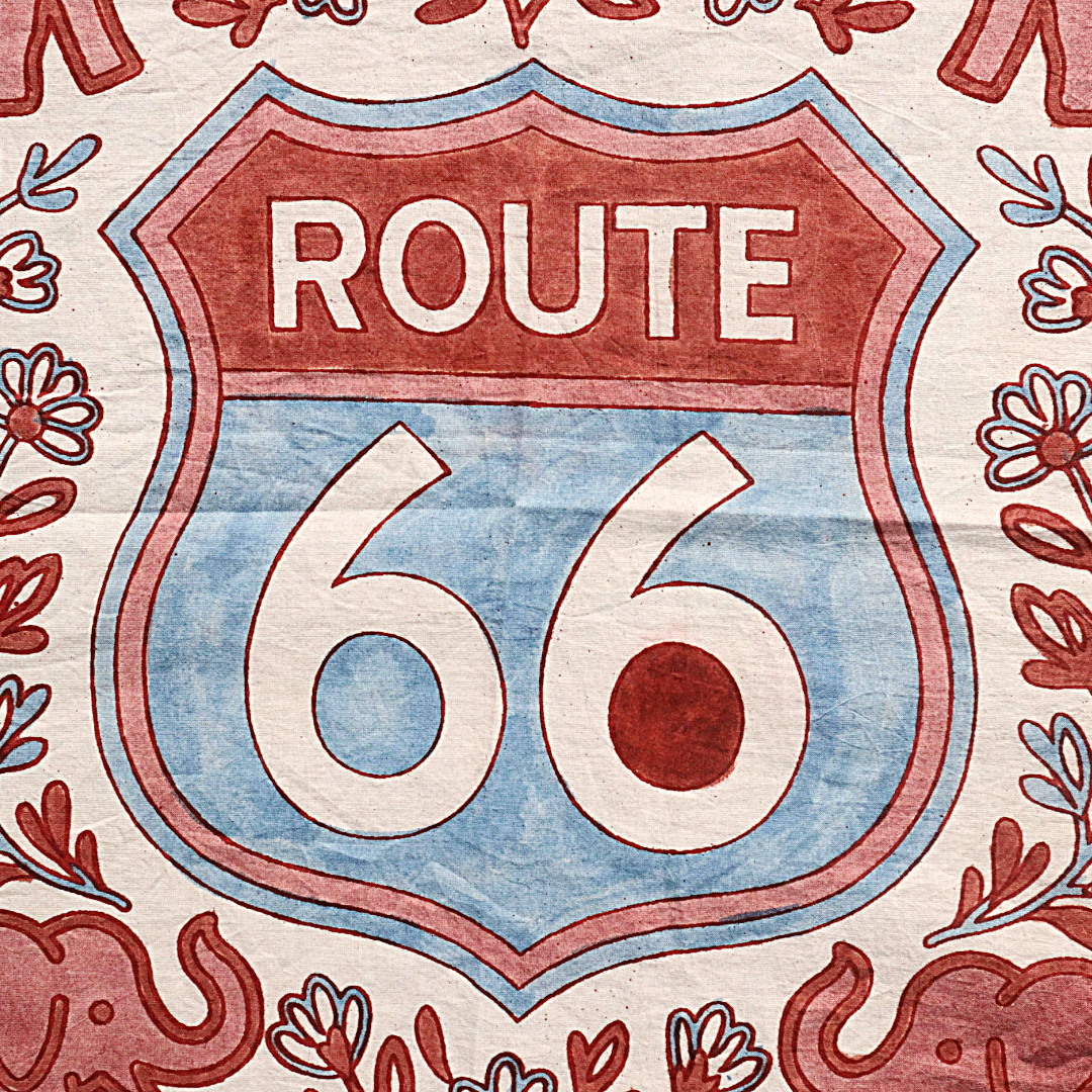 Route 66 - Hand Painted Cotton Bandana