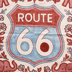 Route 66 - Hand Painted Cotton Bandana