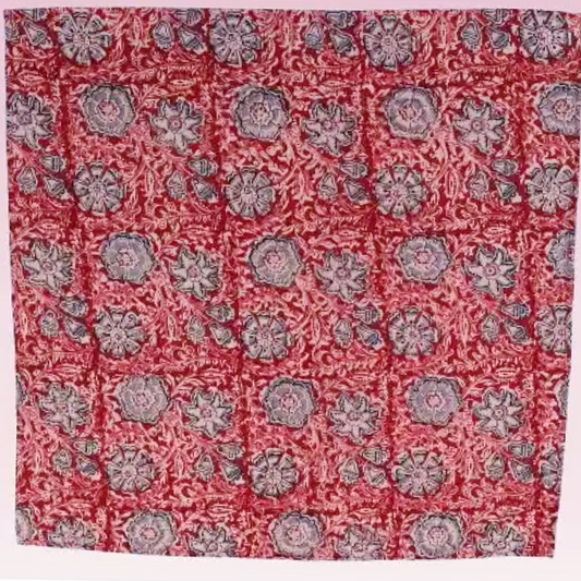 Crimson Blossom - Kalamkari Cotton Bandana