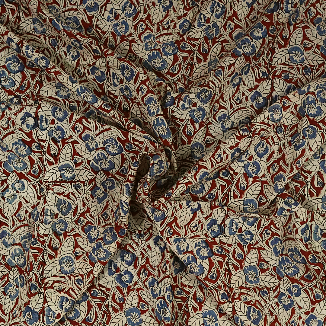 Blueberry Vine (Red) - Kalamkari Cotton XL Wrap