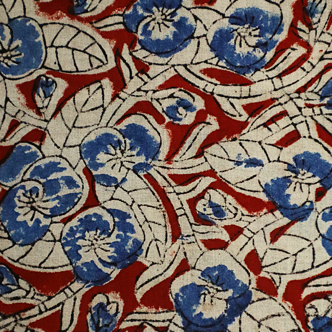 Blueberry Vine (Red) - Kalamkari Cotton XL Wrap