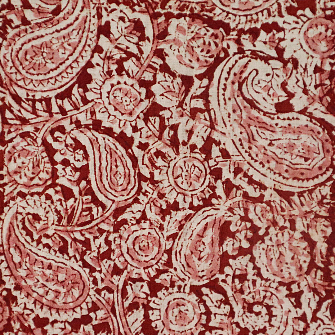 Brick Red Paisley - XL Cotton Wrap - Hand Block Printed