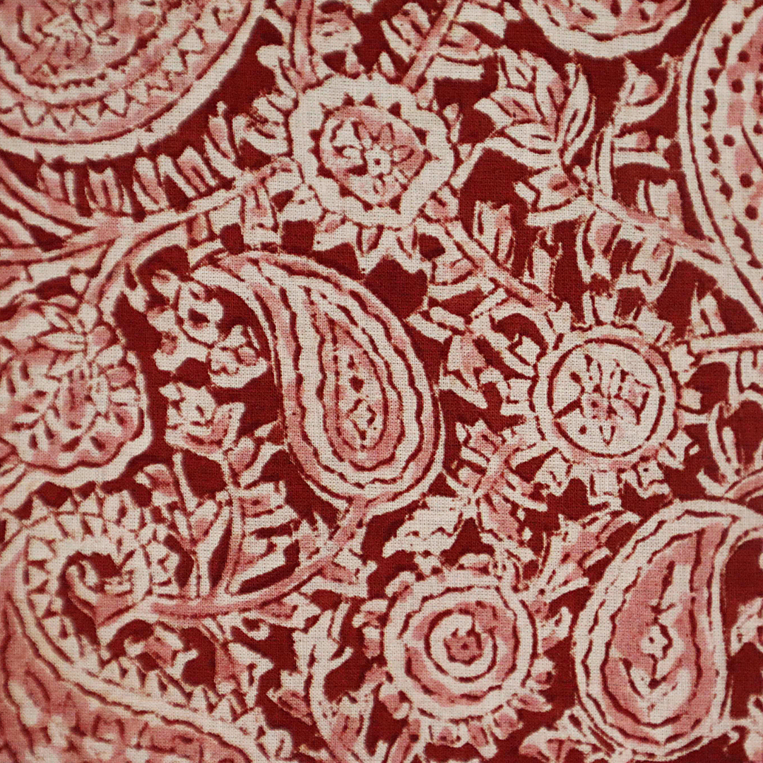 Brick Red Paisley - XL Cotton Wrap - Hand Block Printed