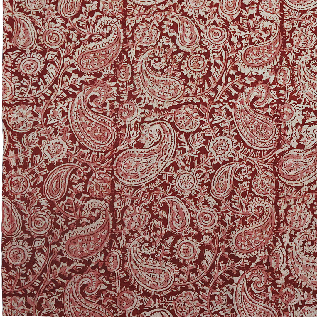 Brick Red Paisley - XL Cotton Wrap - Hand Block Printed