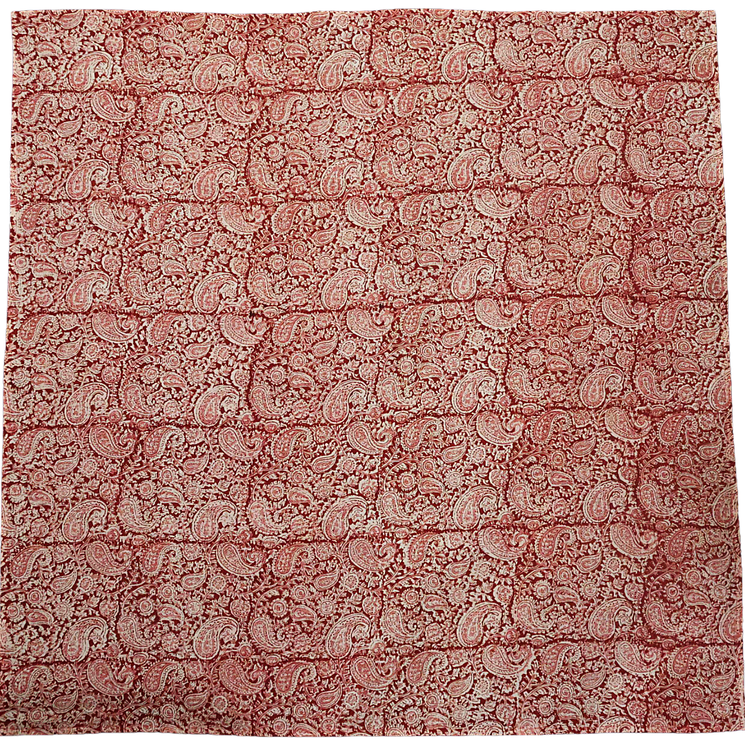 Brick Red Paisley - XL Cotton Wrap - Hand Block Printed