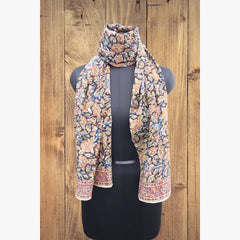 600-089  "Hand Block Printed Cotton Scarf" - Botanical Grace