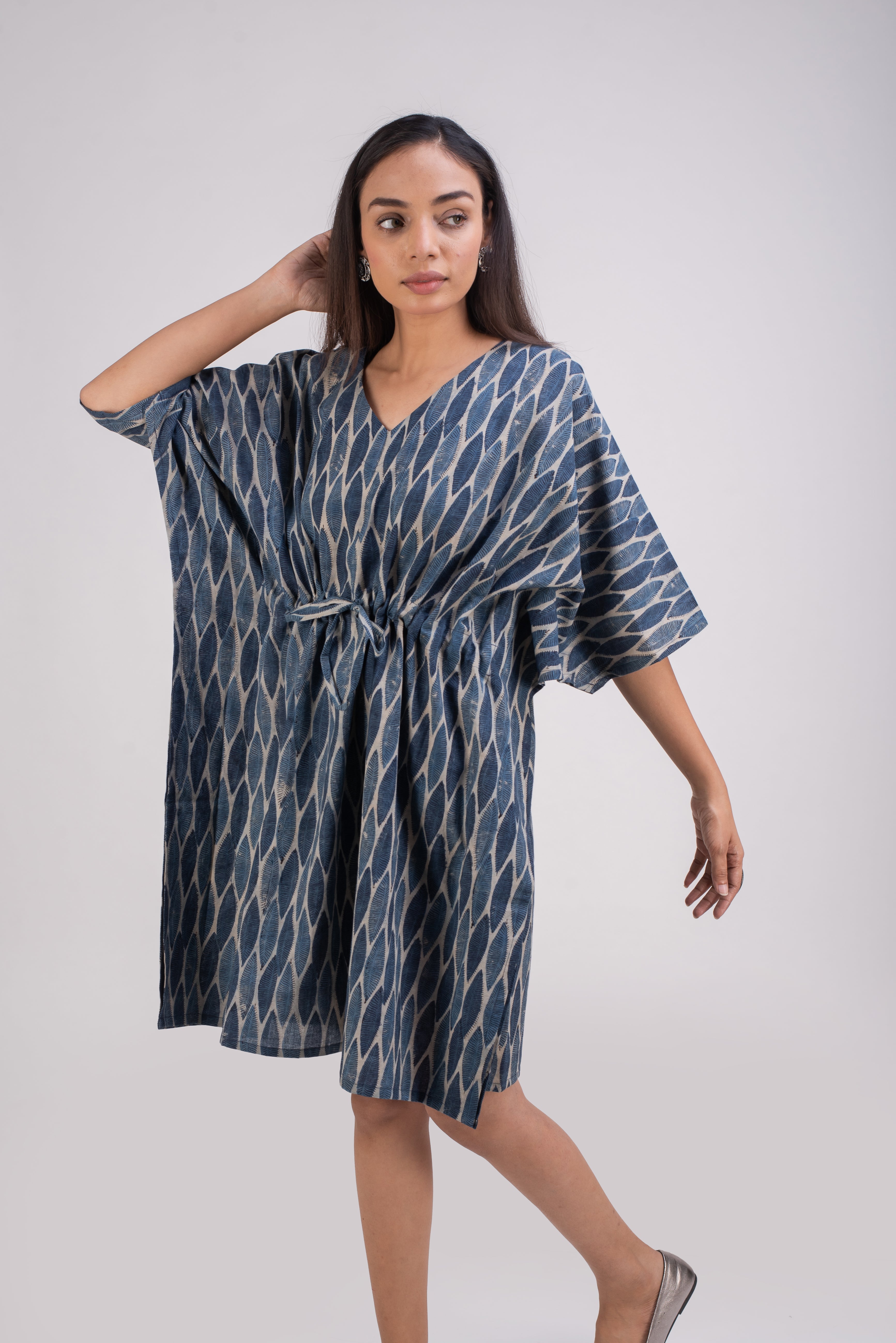 510-108  Whitelotus "Sony" kaftan knee length Women's Dress