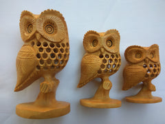 Wooden Sideface OWL on a Branch-Carved&undercut - Multiple Sizes - WA1031