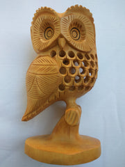 Wooden Sideface OWL on a Branch-Carved&undercut - Multiple Sizes - WA1031